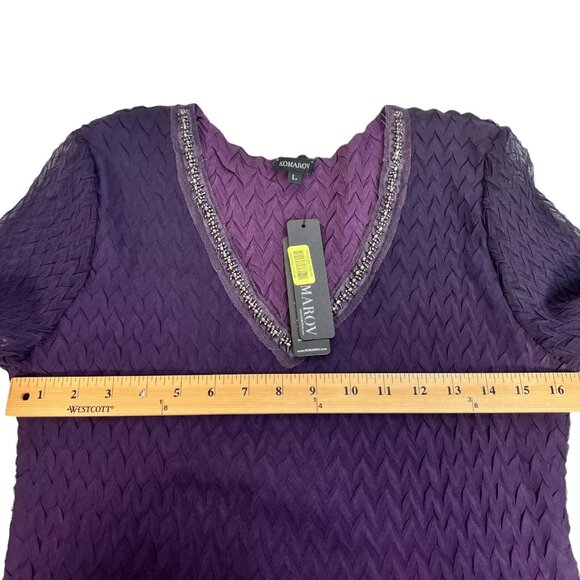 Komarov Womens Layered Purple V-Neck Tiered Chiffon Fit & Flare Dress Size L - Picture 15 of 16